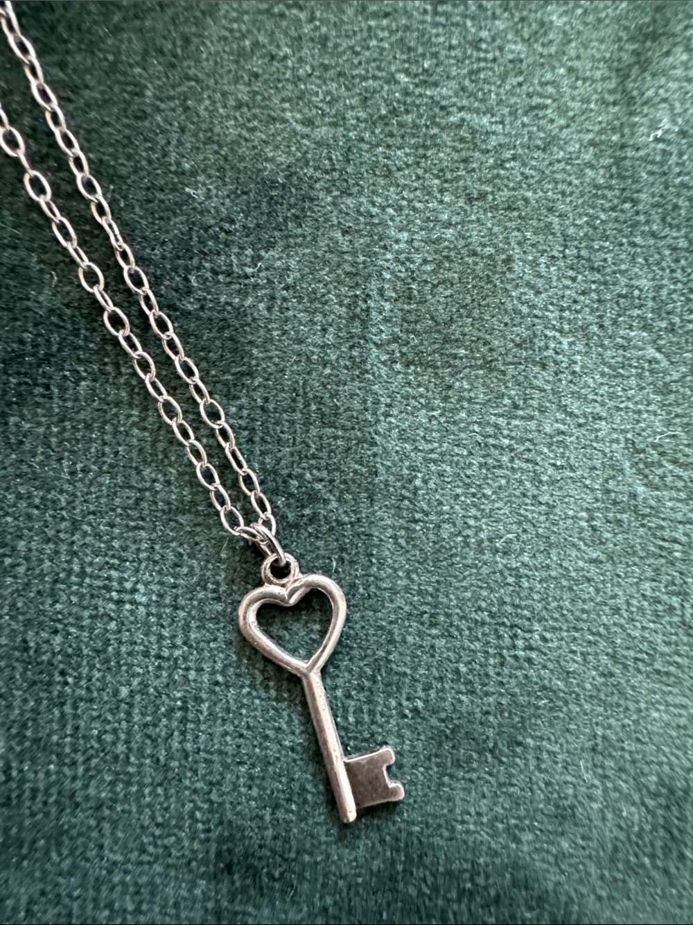 Heart Key Pendant Necklace - Sterling Silver